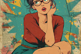 make a vintage pop art style comic style