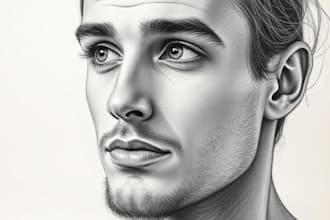 paint a charcoal and pencil digital portrait illustration