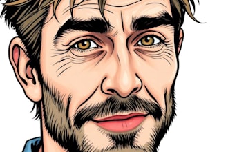 create a gorgeous hedcut wsj portrait style from photo