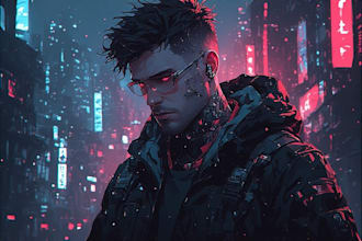 design a futuristic cyberpunk character illustration