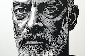 create a portrait print linocut