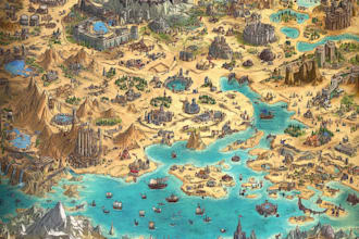 illustrate fantasy map and rpg battle map design for dnd and ttrpg