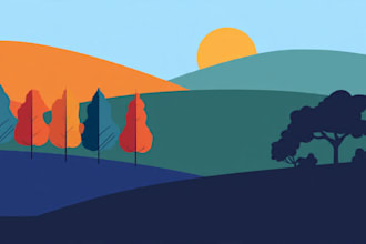 draw a flat vector landscape illustration