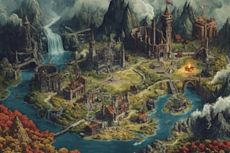 illustrate a unique vector map, realistic or fantasy