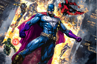 design superhero comic cover illustration