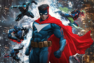 create villain superhero character illustration