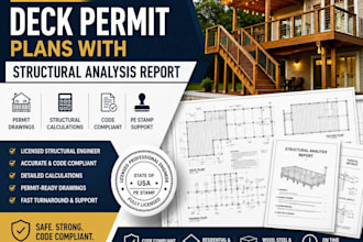 engineer deck plans with stamped structural report USA