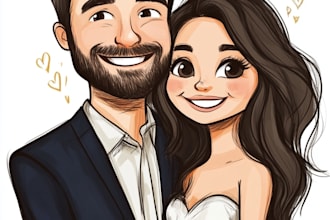 do couple caricature illustration for you