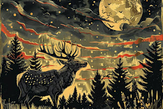 create stunning linocut or woodcut style illustrations