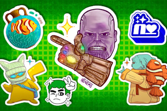 draw fun custom stickers in cartoon style