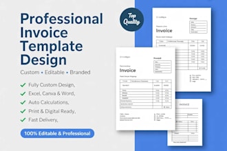 create professional invoice template, receipt and billing design in excel