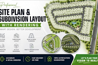 design site plan, subdivision layout with rendering