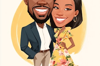 create a digital cartoon caricature or a couple caricature