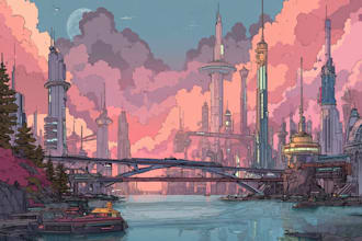 make an futuristic cyberpunk city for you