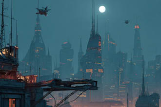 design futuristic cyberpunk city concept art