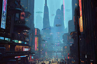 design futuristic cyberpunk city concept art