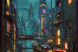 design amazing dystopian cyberpunk cities illustration
