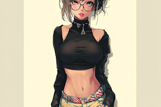 make a character design and concept art in anime style