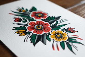 draw traditional or neo traditional tattoo style design
