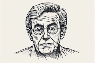 create a a wsj style hedcut portrait and cartoon portrait