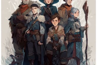 design a dnd party art and group art