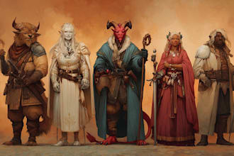 draw original dnd or rpg character art mpas party for you