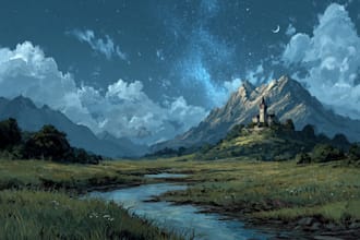 draw a natural landscape and background illustration