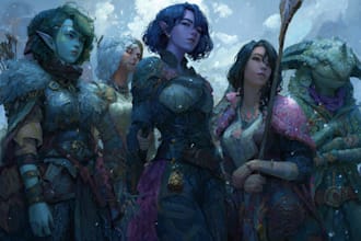 draw custom dnd character party or fantasy rpg illustration