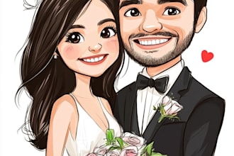 create a digital cartoon caricature or a couple caricature