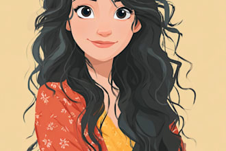 make a disney children cartoon illustration