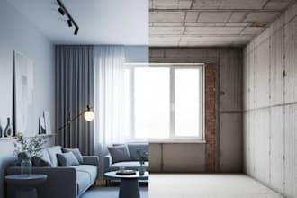 before and after 3d render for renovation and remodeling