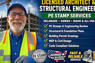 licensed architect structural engineer pe stamp in delaware hawaii idaho