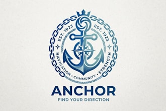 create modern anchor, nautical logo  t shirt design