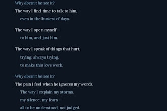 write emotional fiction poetry and engaging scripts
