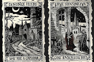 do a medieval woodcut gothic etching illustration