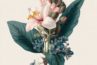 draw botanical illustration flower, plant