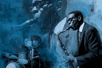 design a vintage jazz blue note style album cover