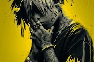 create anime emo rap hiphop album music cover art