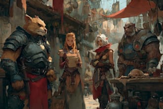 draw original dnd or rpg character art mpas party for you