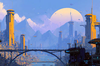 create stunning cyberpunk city illustrations