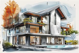 create a custom painted watercolor house portrait