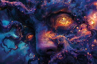 custom illustration dark art and psychedelic