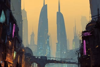 do a futuristic science fiction city, cyberpunk city