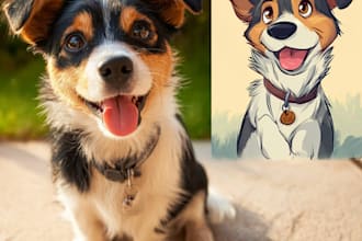 draw your cute pet into disney cartoon portrait style