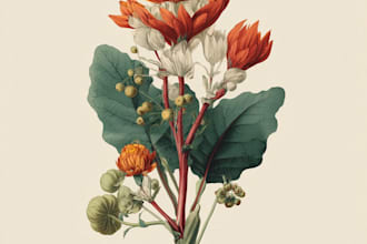 drawn botanical illustration, flower, plant