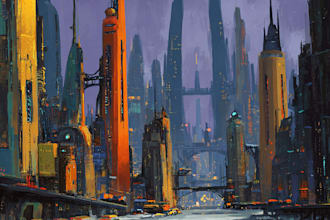 draw cyberpunk futuristic city
