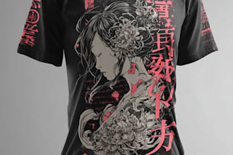 japanese t shirt illustration and t shirt design