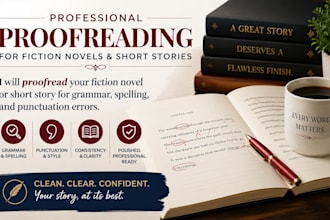 proofread your fiction novel short story for grammar spelling punctuation errors