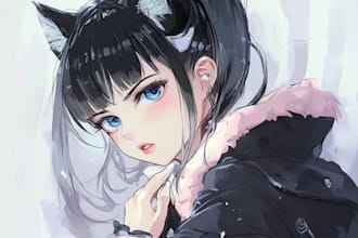 draw anime art character for oc, fanart, vtuber art