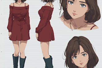 draw anime character design sheet